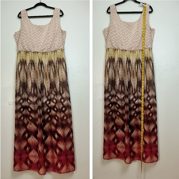 AUW Sleeveless Maxi Dress Women's Size XL Cream Contrast Sleeveless - Picture 1 of 15